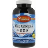 Диетическая добавка Carlson Labs Омега 3+ витамин Д3 и витамин К, 180 гелевых капсул