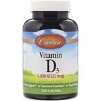 Диетическая добавка Carlson Labs Витамин D3, 1000 МЕ (25 мкг), 250 гелевых капсул: цены и характеристики