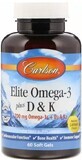 Диетическая добавка Carlson Labs Омега 3+ витамин Д3 и витамин К, 60 гелевых капсул