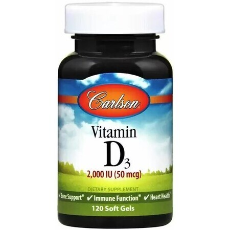 Диетическая добавка Carlson Labs Витамин Д3, 2000 МЕ (50 мкг), 120 гелевых капсул