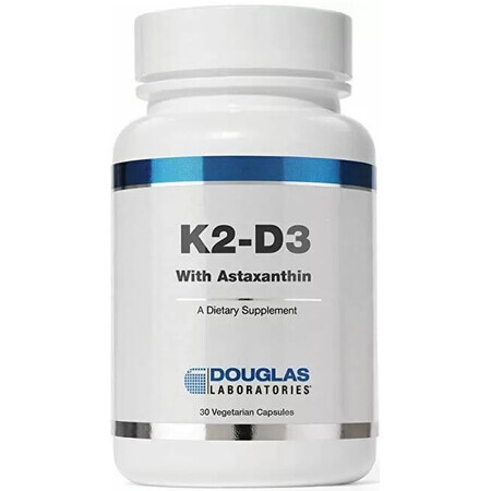 Дієтична добавка Douglas Laboratories Вітаміни К2 Д3 з астаксантіном, 30 вегетаріанських капсул