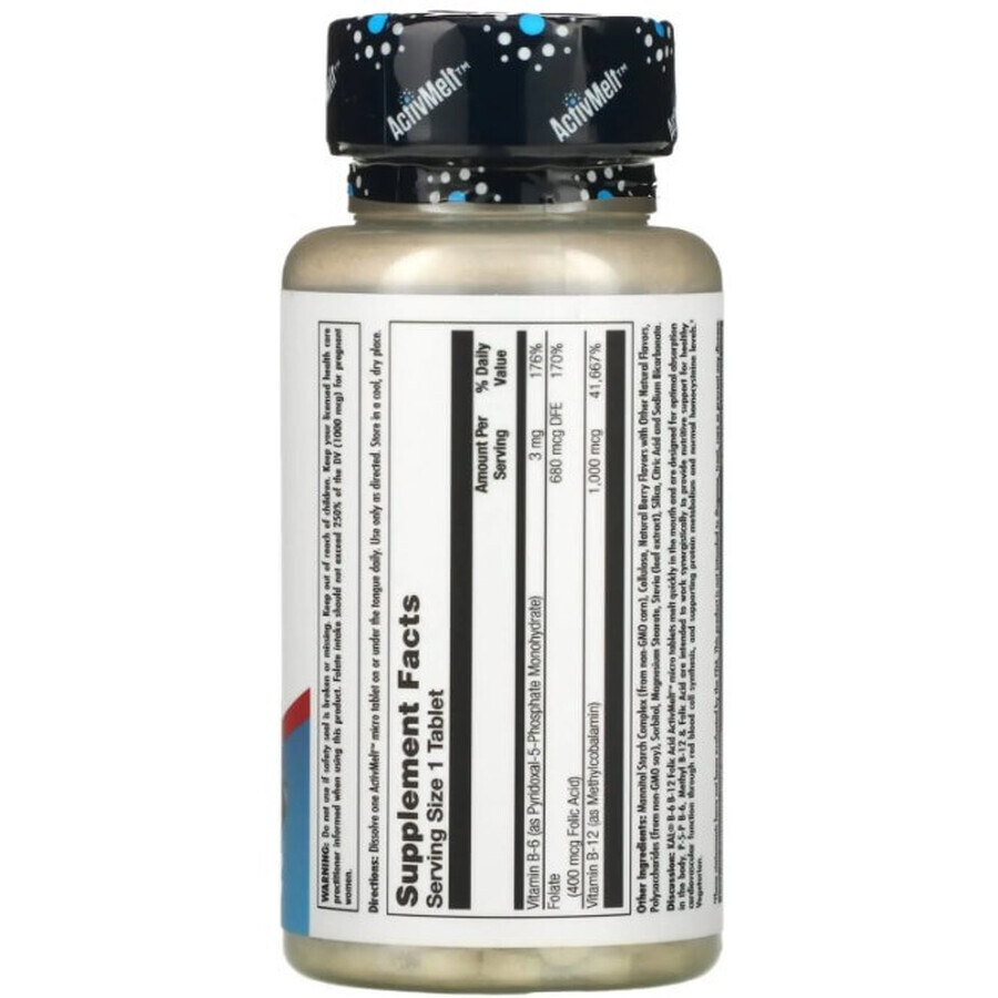 Диетическая добавка KAL Витамин B12+B6 фолиевая кислота, вкус ягод, 60 таблеток: цены и характеристики