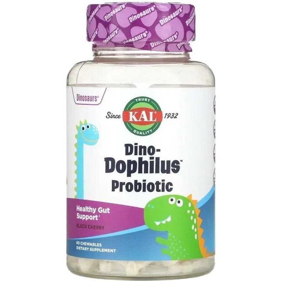 Дієтична добавка KAL Пробіотики Діно-дофілус для дітей, смак вишні, 60 жувальних таблеток: ціни та характеристики