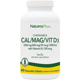 Диетическая добавка Natures Plus Жевательный кальций, магний и витамин D3, 60 жевательных таблеток