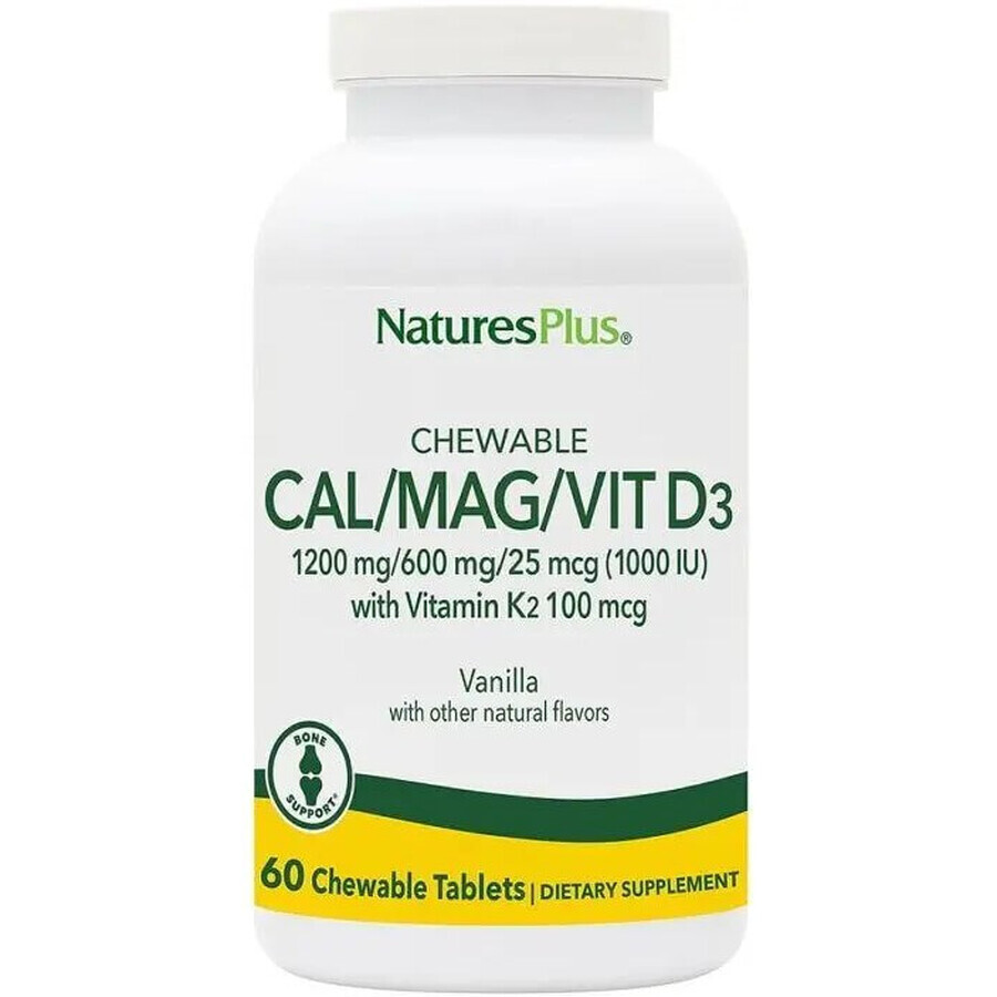 Диетическая добавка Natures Plus Жевательный кальций, магний и витамин D3, 60 жевательных таблеток: цены и характеристики
