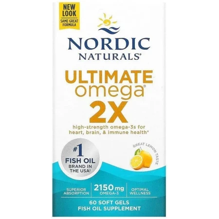 Дієтична добавка Nordic Naturals Омега 2х, смак лимона, 60 капсул: ціни та характеристики