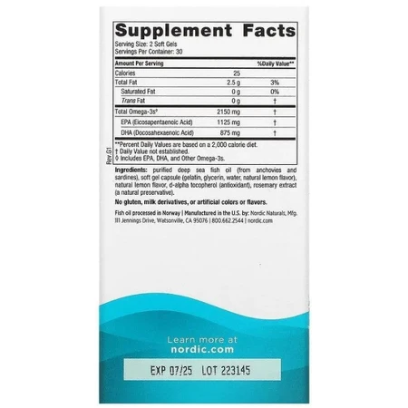 Дієтична добавка Nordic Naturals Омега 2х, смак лимона, 60 капсул: ціни та характеристики