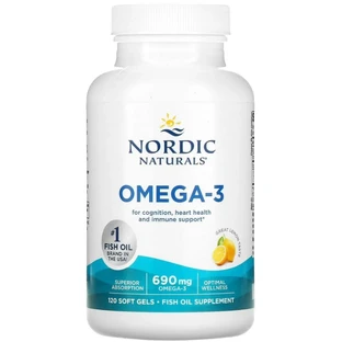 Дієтична добавка Nordic Naturals Очищений риб'ячий жир, смак лимона, 690 мг, 180 гелевих капсул