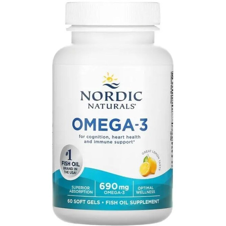Дієтична добавка Nordic Naturals Очищений риб'ячий жир (лимон), 690 мг, 60 капсул: ціни та характеристики