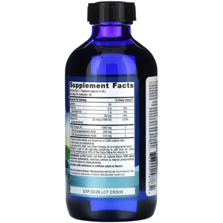 Диетическая добавка Nordic Naturals Рыбий жир из печени щепы и Д3, вкус лимона, 237 мл: цены и характеристики