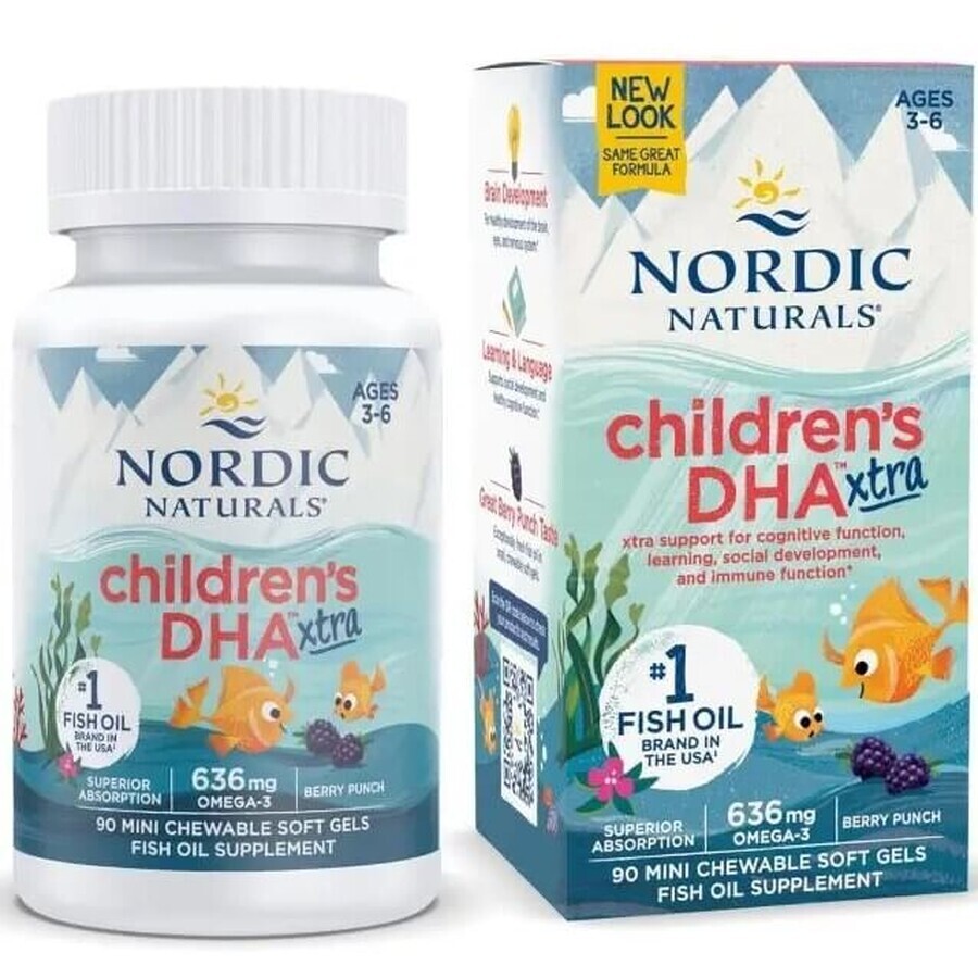 Дієтична добавка Nordic Naturals Омега-3, ДГК і ЕПК для дітей 3-6 років, смак ягід, 636 мг, 90 гелевих міні капсул: ціни та характеристики