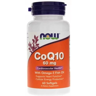 Коэнзим Q10 60 мг из Омега-3 Now Foods, 60 гелевых капсул