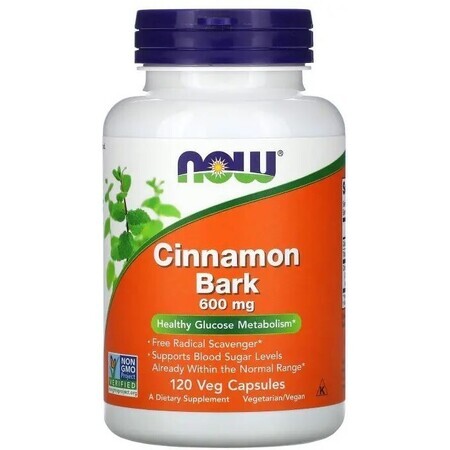 Кора кориці, Cinnamon Bark, Now Foods, 600 мг, 120 вегетаріанських капсул