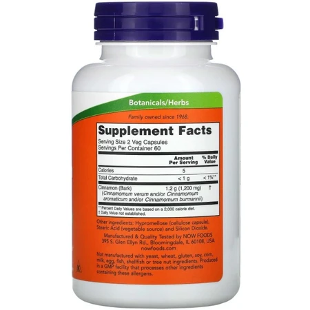 Кора кориці, Cinnamon Bark, Now Foods, 600 мг, 120 вегетаріанських капсул: ціни та характеристики