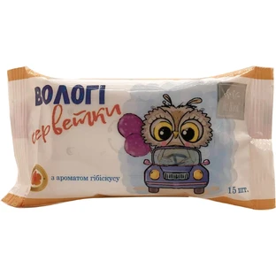 Серветки вологі Dr.Nice з ароматом гибискусу 15 шт