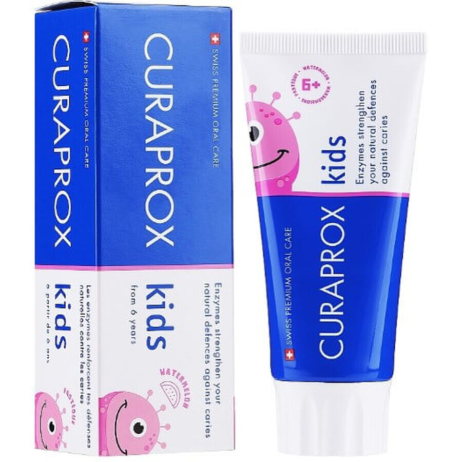 Зубна паста Curaprox Kids дитяча, з фтором, з 6 років, кавун, 10 мл: ціни та характеристики