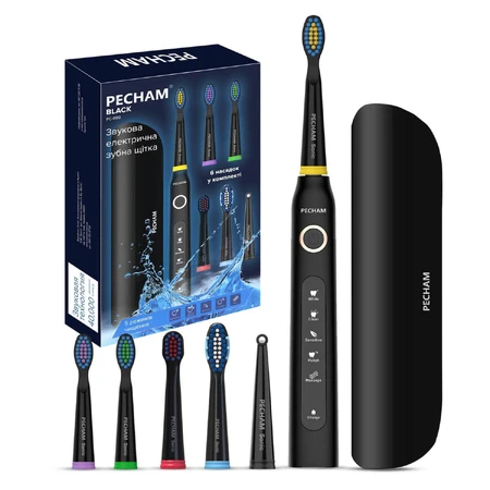 Зубная щетка звуковая электрическая Pecham Black PC-080: цены и характеристики