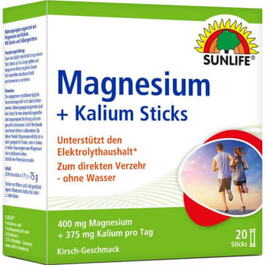 Вітаміни SUNLIFE Magnesium + Kalium Sticks для відновлення електролітного балансу в стіках №20: ціни та характеристики