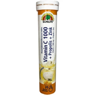 Вітаміни SUNLIFE Vitamin C 1000 + Propolis + Zink таблетки шипучі №20 