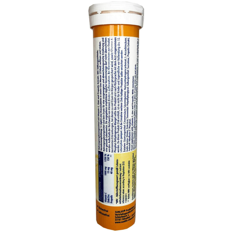 Витамины SUNLIFE Vitamin C 1000 + Propolis + Zink таблетки шипучие №20: цены и характеристики