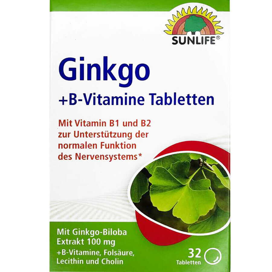 Витамины SUNLIFE Ginkgo + B-Vitamine Гинкго с витаминами В таблетки №32: цены и характеристики