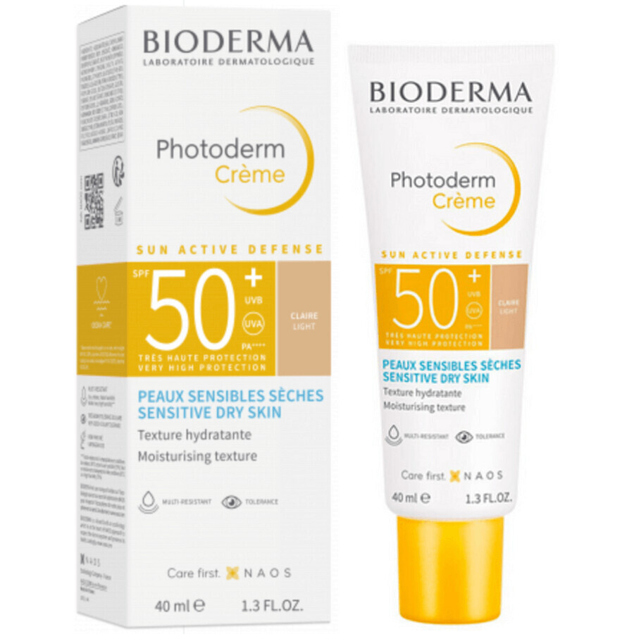 Сонцезахисний крем Bioderma Photoderm Light Colour Cream SPF50+ для чутливої та сухої шкіри, 40 мл: ціни та характеристики