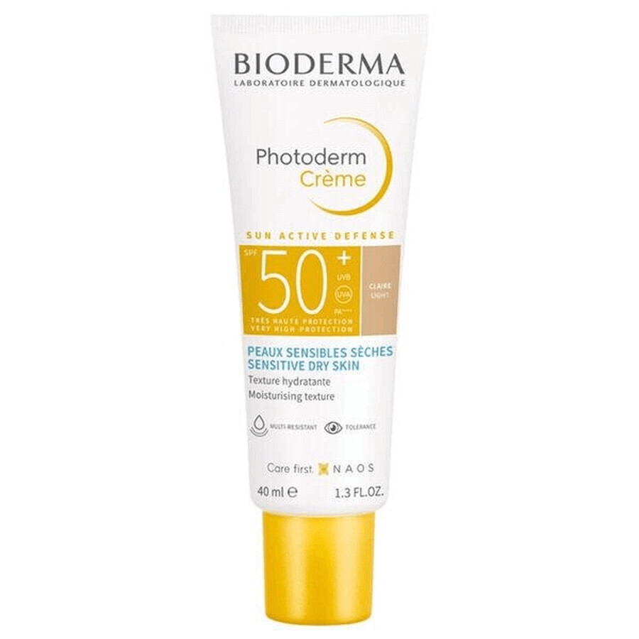 Сонцезахисний крем Bioderma Photoderm Light Colour Cream SPF50+ для чутливої та сухої шкіри, 40 мл: ціни та характеристики
