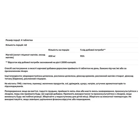 Магнію хелат Solgar таблетки з магнієм флакон 250 шт: ціни та характеристики