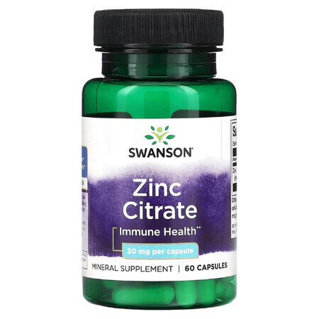 Цинка цитрат Swanson Zinc Citrate капсулы 30 мг флакон 60 шт