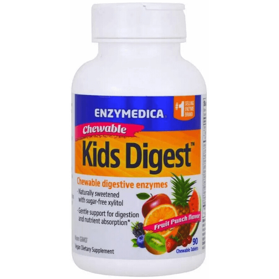 Диетическая добавка Enzymedica Пищеварительные ферменты для детей, фруктовый вкус, для веганов, 90 жевательных таблеток: цены и характеристики
