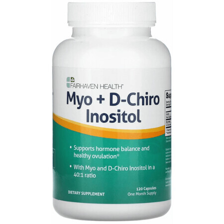 Дієтична добавка Fairhaven Health Міо-інозитол + D-хиро инозитол, 120 капсул