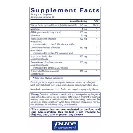 Дієтична добавка Pure Encapsulations Вітаміни для спокійного сну, 120 капсул: ціни та характеристики