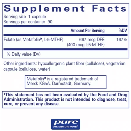 Дієтична добавка Pure Encapsulations Фолат, 400 мкг, 90 капсул: ціни та характеристики