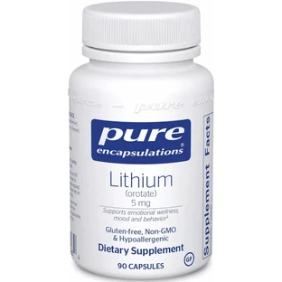 Дієтична добавка Pure Encapsulations Літій (оротат), 5 мг, 90 капсул