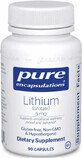 Дієтична добавка Pure Encapsulations Літій (оротат), 5 мг, 90 капсул