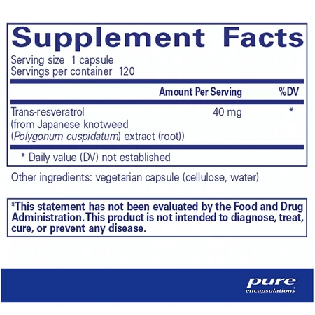 Дієтична добавка Pure Encapsulations Ресвератрол, 120 капсул: ціни та характеристики