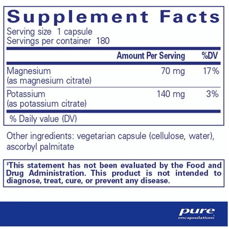 Дієтична добавка Pure Encapsulations Калій і Магній (цитрат), 180 капсул: ціни та характеристики