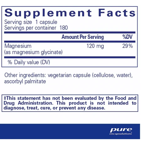 Диетическая добавка Pure Encapsulations Магний глицинат, 180 капсул: цены и характеристики