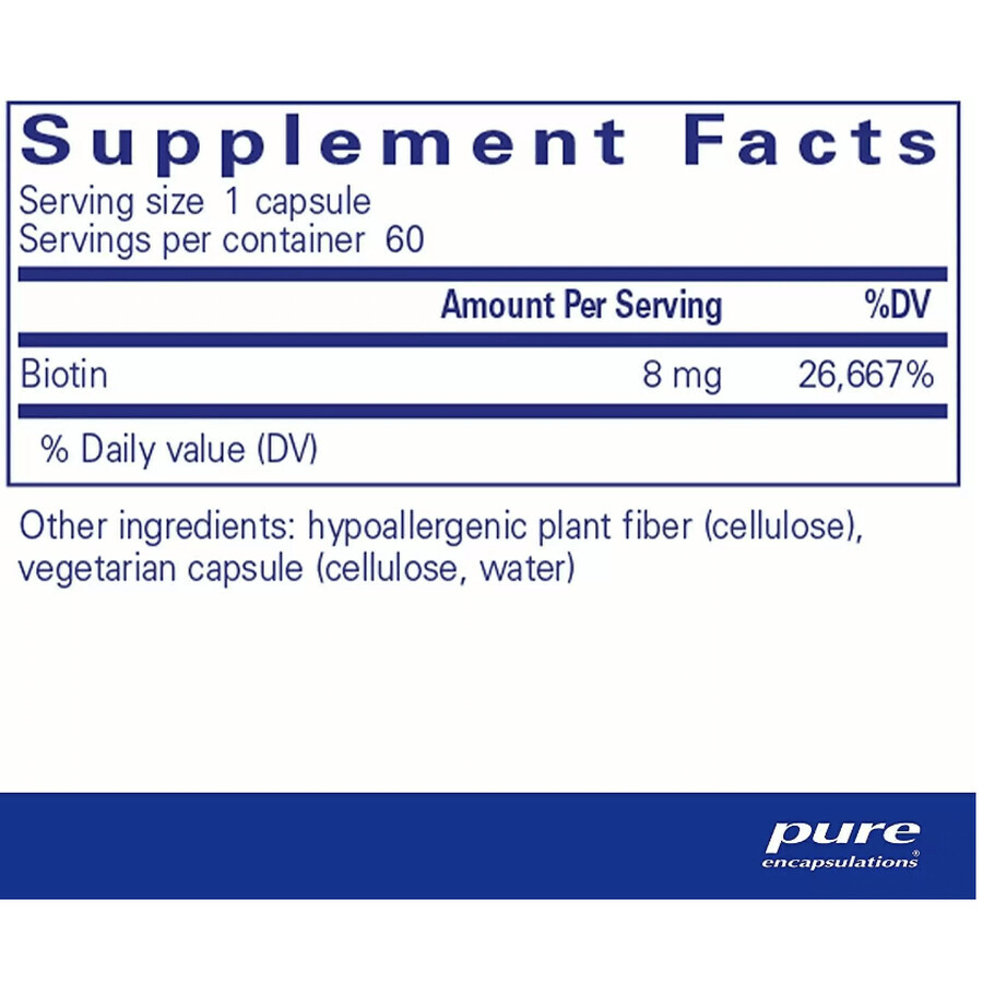 Дієтична добавка Pure Encapsulations Біотин, 8 мг, 60 капсул: ціни та характеристики