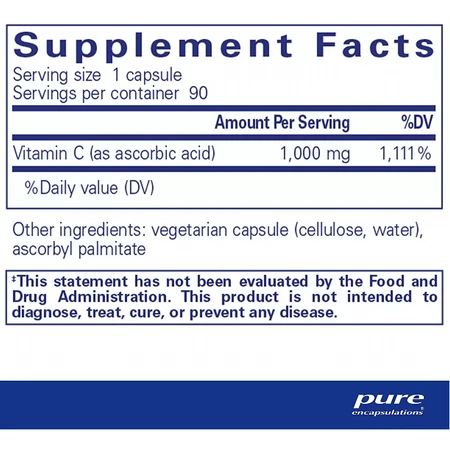 Диетическая добавка Pure Encapsulations Капсулы с аскорбиновой кислотой, 90 капсул: цены и характеристики