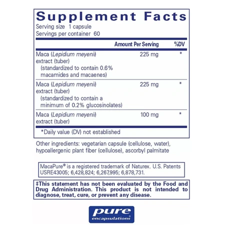 Диетическая добавка Pure Encapsulations Мака-3, 60 капсул: цены и характеристики