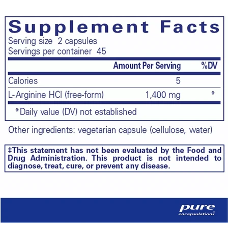 Дієтична добавка Pure Encapsulations L-аргінін, 90 капсул: ціни та характеристики