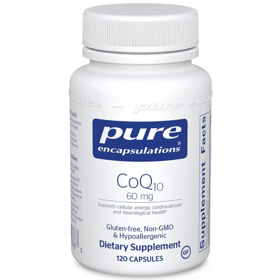 Дієтична добавка Pure Encapsulations Коензим Q10, 60 мг, 120 вегетаріанських капсул: ціни та характеристики