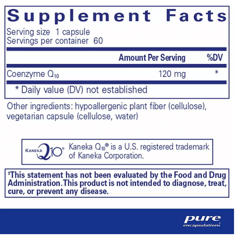 Диетическая добавка Pure Encapsulations Коэнзим Q10, 120 мг, 60 капсул: цены и характеристики