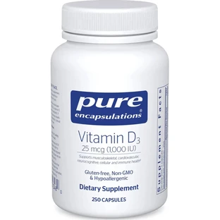 Дієтична добавка Pure Encapsulations Вітамін D3, 1000 МО, 250 капсул
