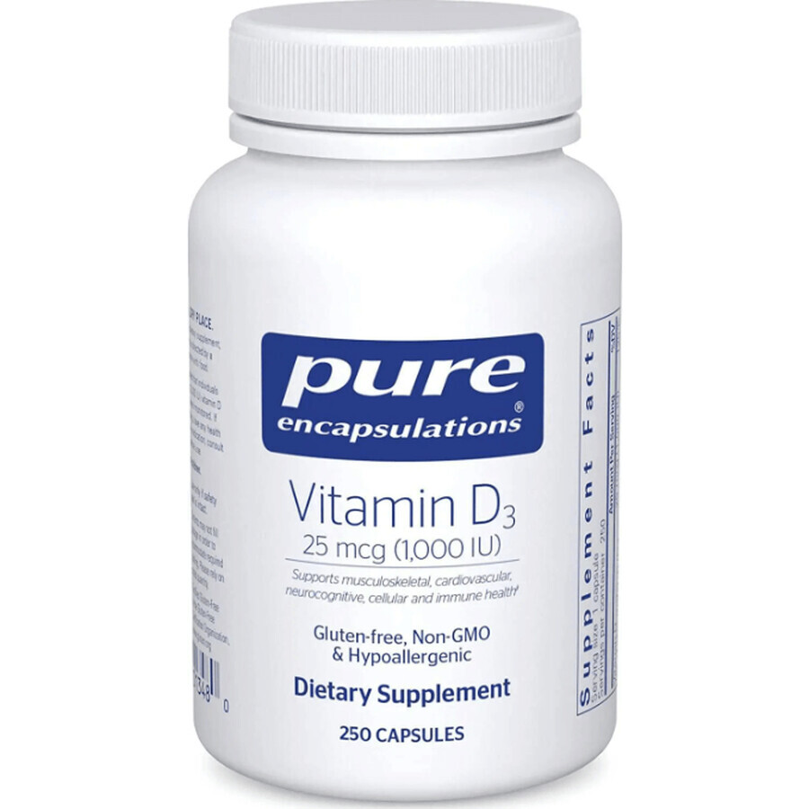 Диетическая добавка Pure Encapsulations Витамин D3, 1000 МЕ, 250 капсул: цены и характеристики