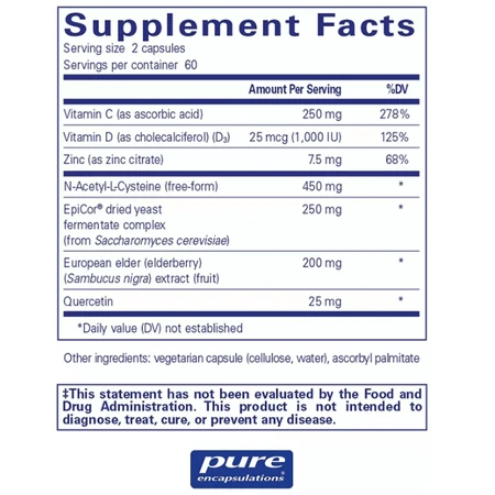 Дієтична добавка Pure Encapsulations Підтримка імунітету і здоров'я дихальної системи, 120 капсул: ціни та характеристики