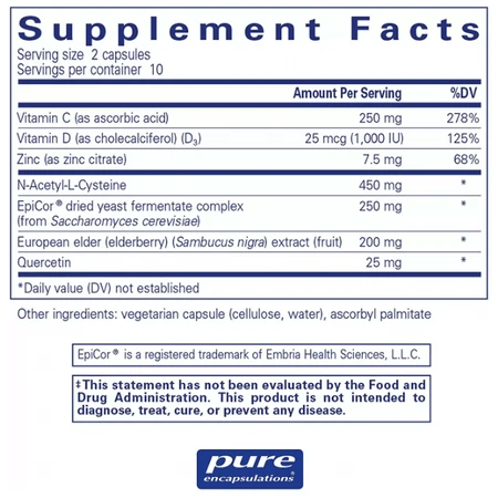 Дієтична добавка Pure Encapsulations Підтримка імунітету і здоров'я дихальних шляхів, 20 капсул: ціни та характеристики