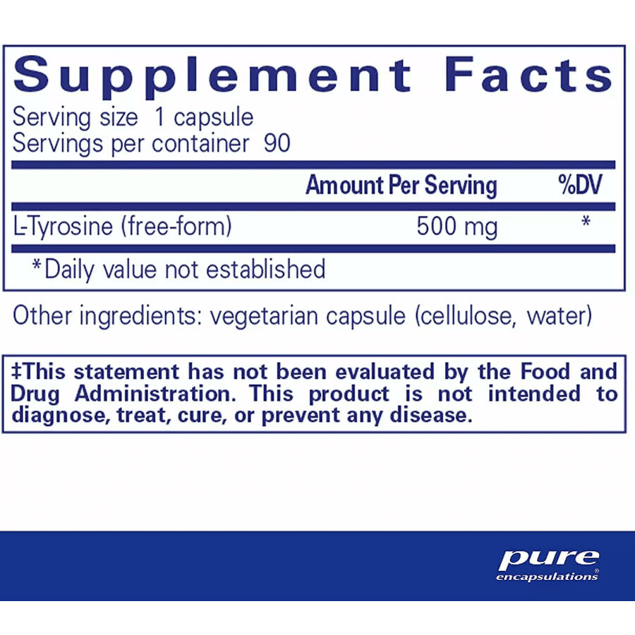 Диетическая добавка Pure Encapsulations L-Тирозин, 90 капсул: цены и характеристики