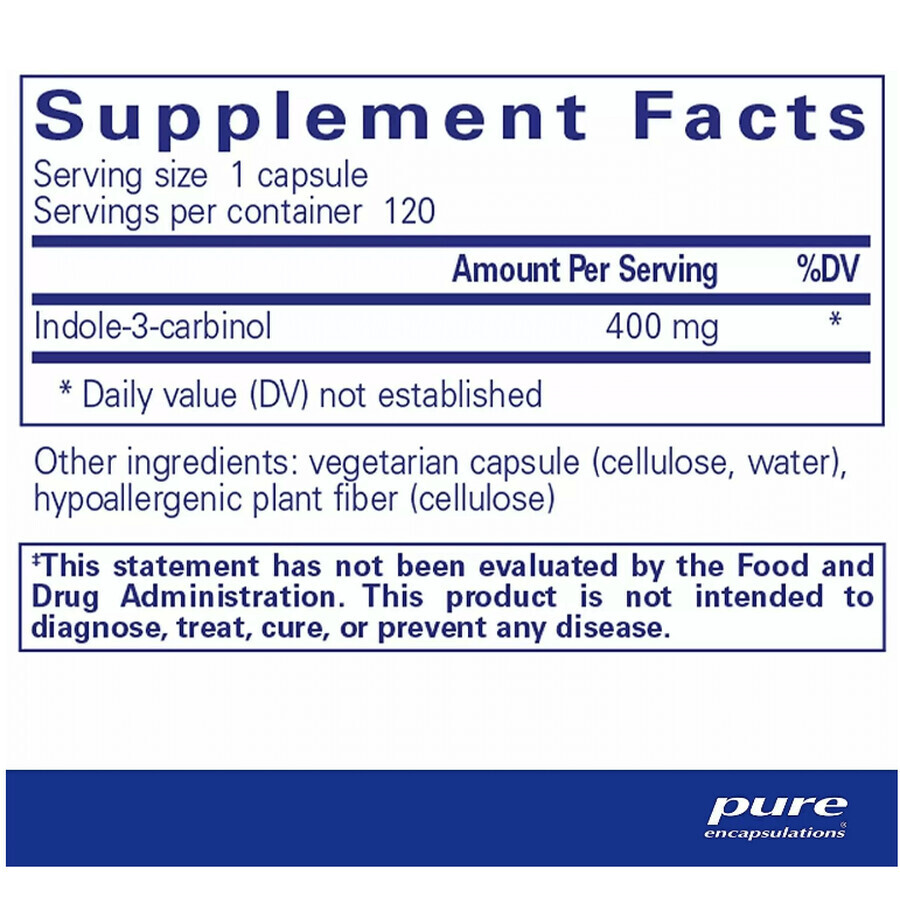 Диетическая добавка Pure Encapsulations Индол-3-карбинола, 400 мг, 120 капсул: цены и характеристики